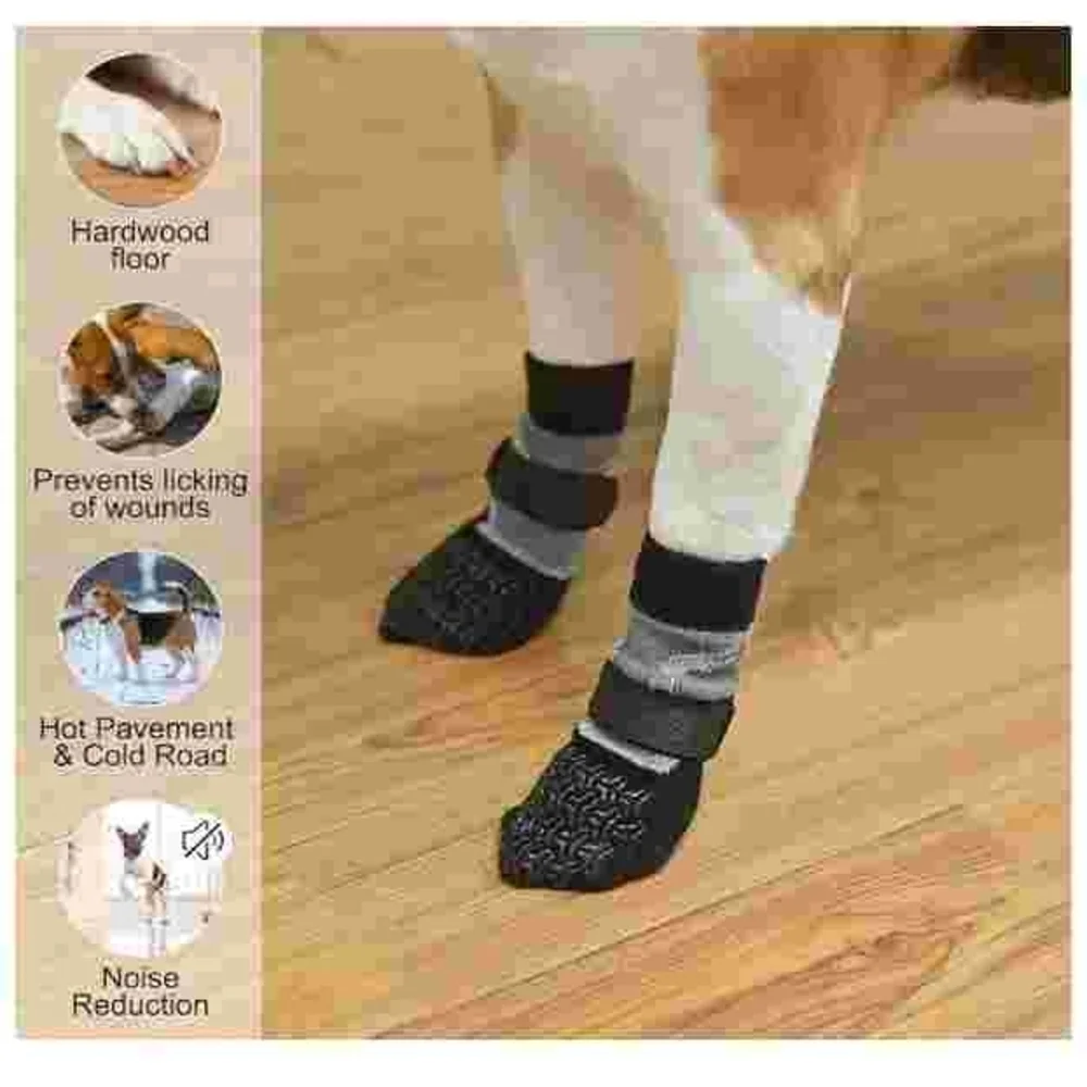 Gray and Black Dog Slip Resistant Socks NWOT Size xLarge